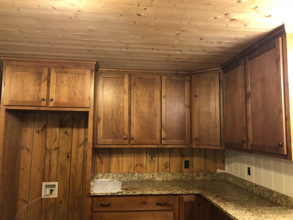 Photo of kitchen cabinets before transformation 