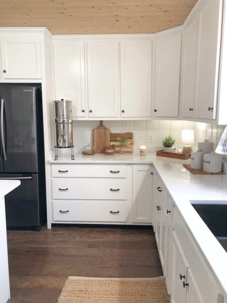 Photo of white kitchen cabinets