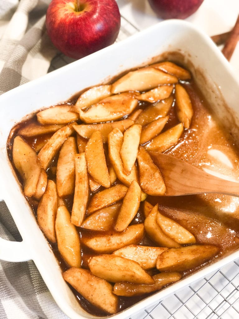 Close up of maple cinnamon baked apples.