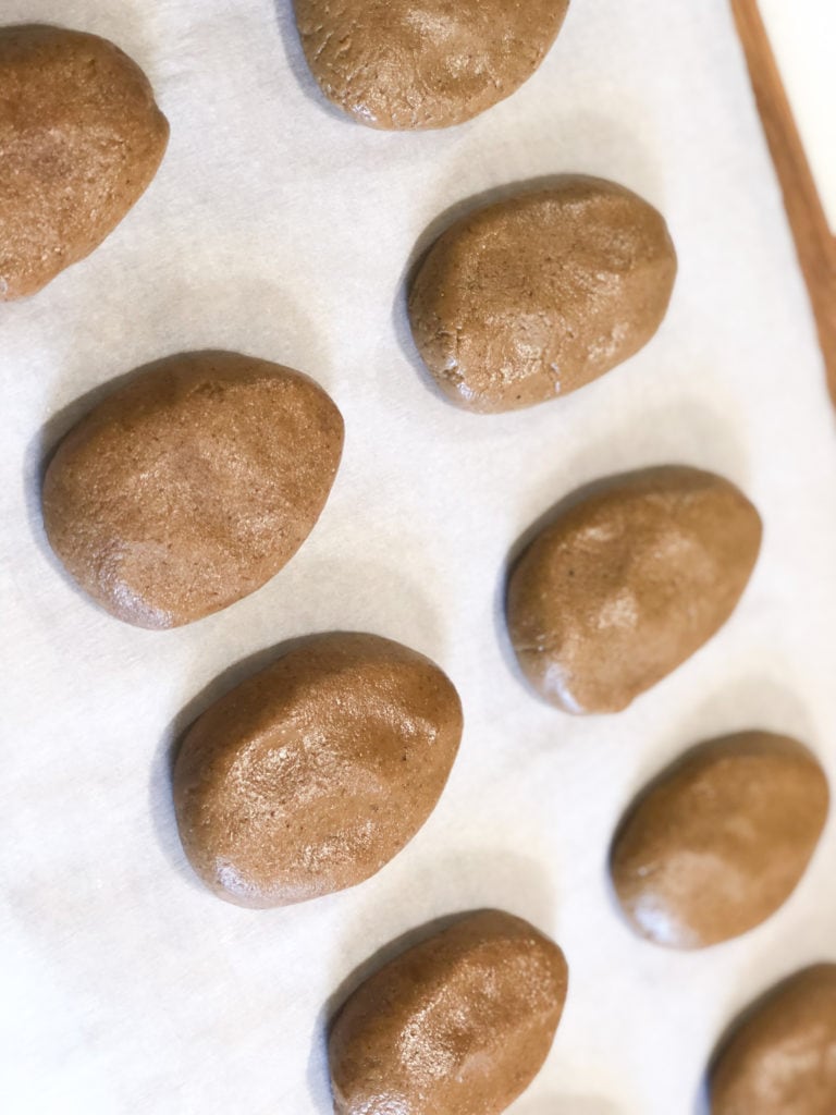Close up of almond butter Reese's eggs before adding chocolate