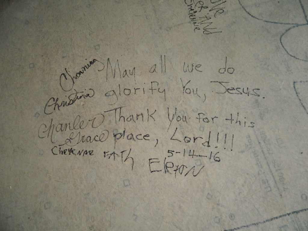We each wrote on our floor May all we do glorify You, Jesus.  Thank you for this place, Lord!
